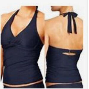 New With Tag, Athleta TARA Halter Tankini Top Swim Top 34 B / C  Navy Blue